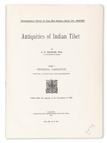 FRANCKE, AUGUST HERMANN. Antiquities of Indian Tibet.  2 vols.  1914-26